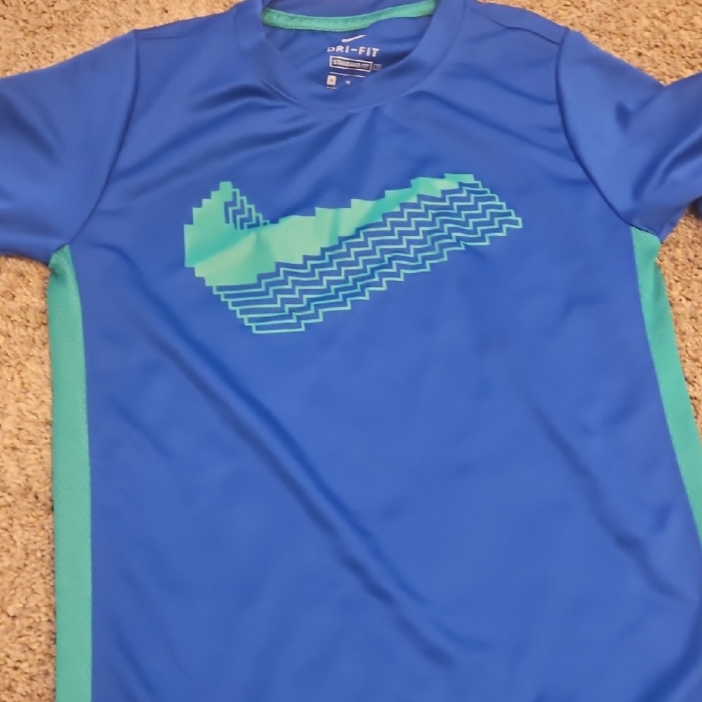 Nike Blue and Green Dri-FIT T-Shirt